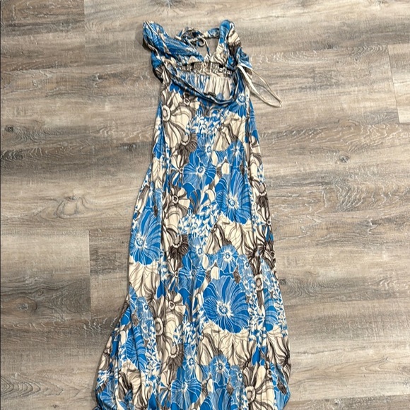 NWOT Sky Floral Blue and Brown Maxi Dress sz s - Picture 5 of 5